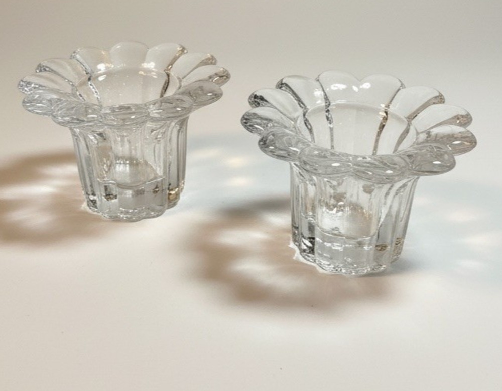 Vintage Italian Art Glass Lotus Flower Votive Candle Holders Murano style